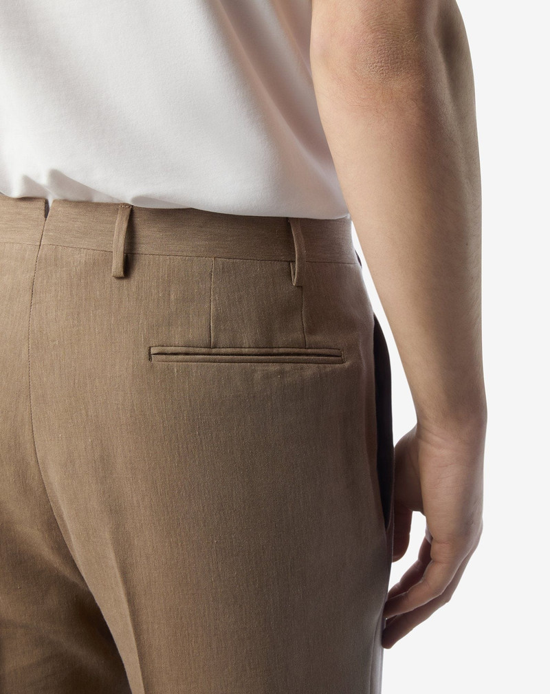 Extralight beige wool and naturally stretch linen trousers 5