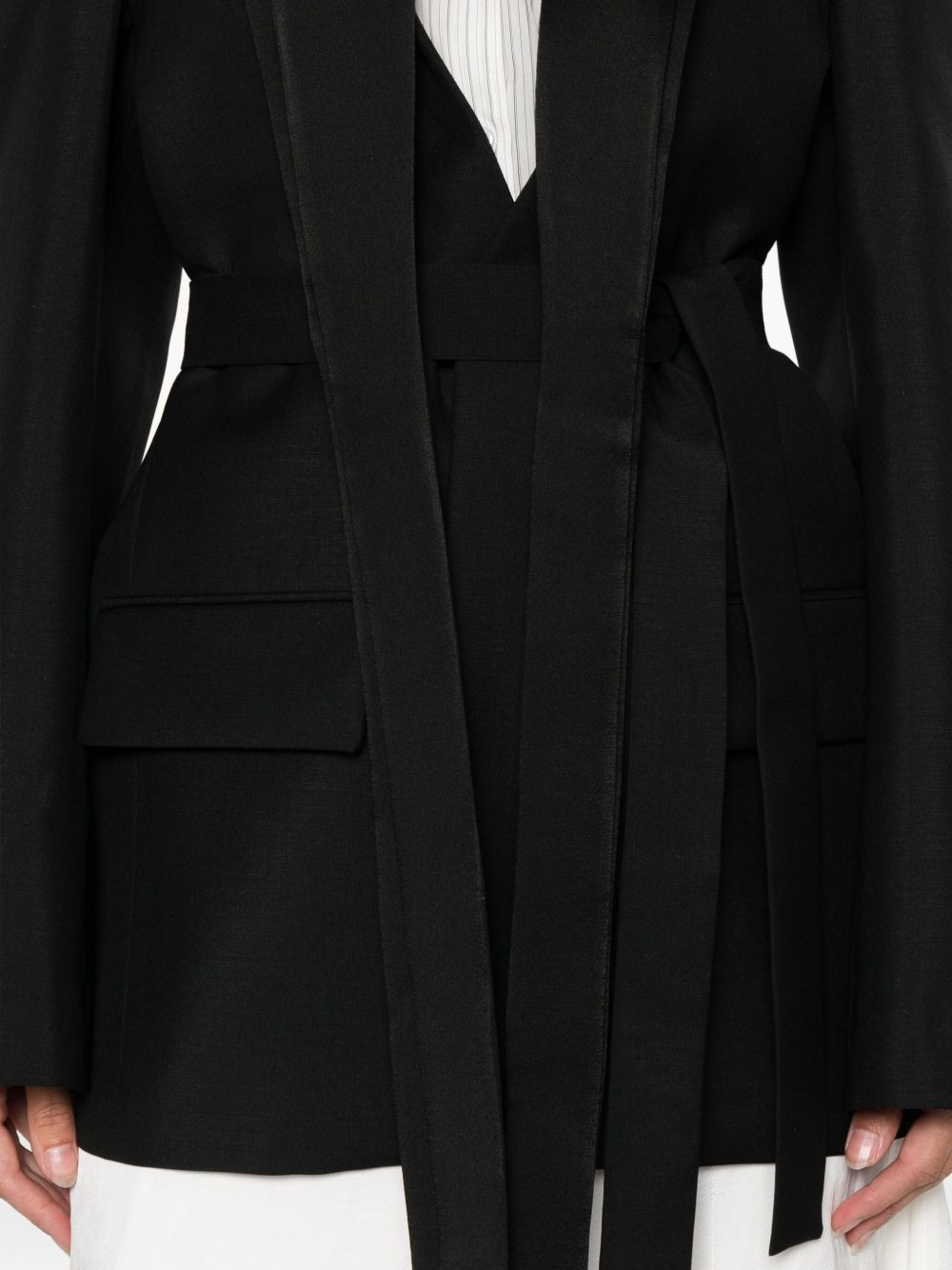 shawl-lapel wool jacket - 5