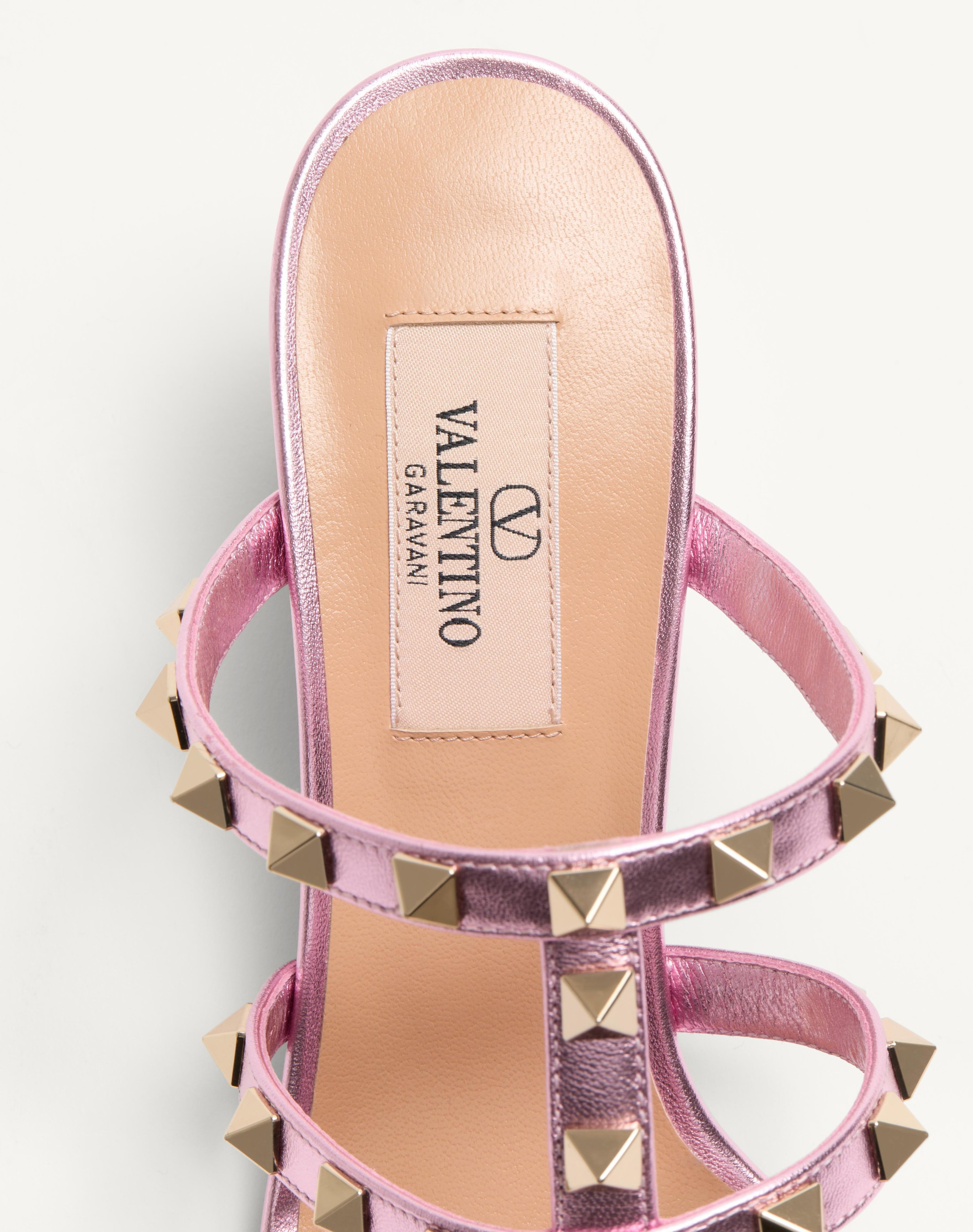 ROCKSTUD SLIDE SANDAL IN LAMINATED NAPPA 60MM - 3