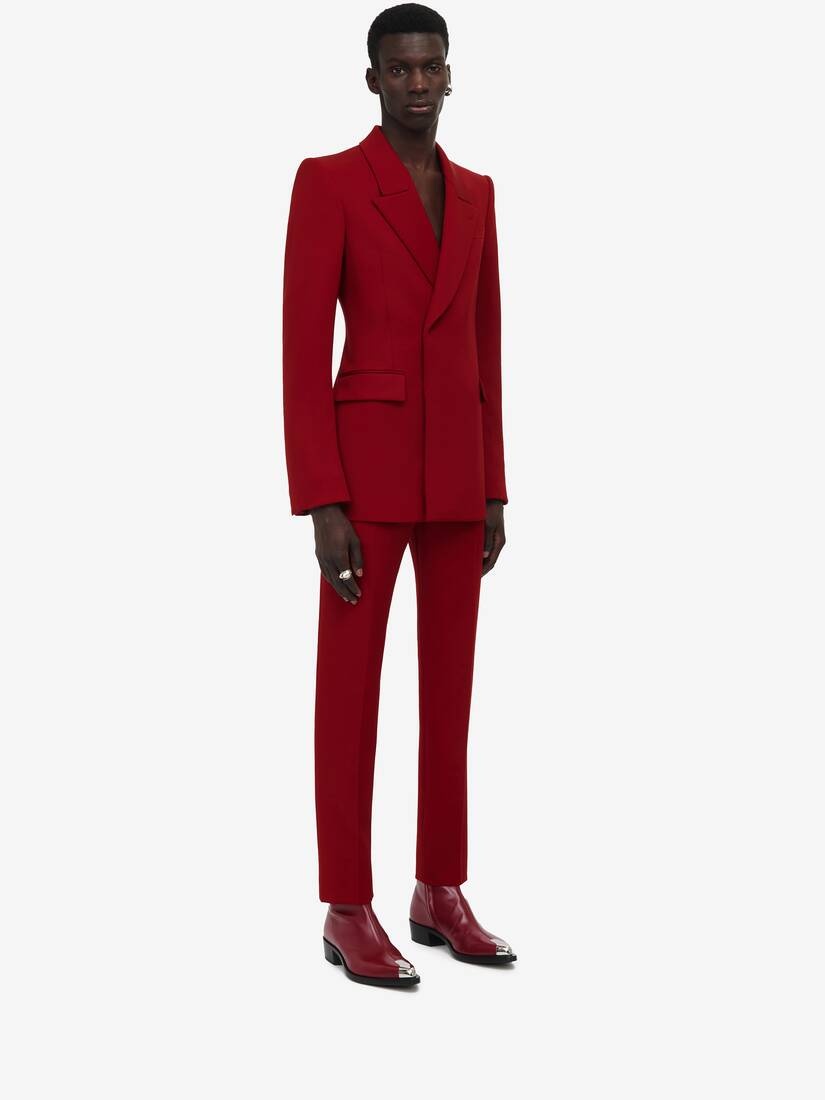 Men's Tailored Cigarette Trousers in Garnet - 3