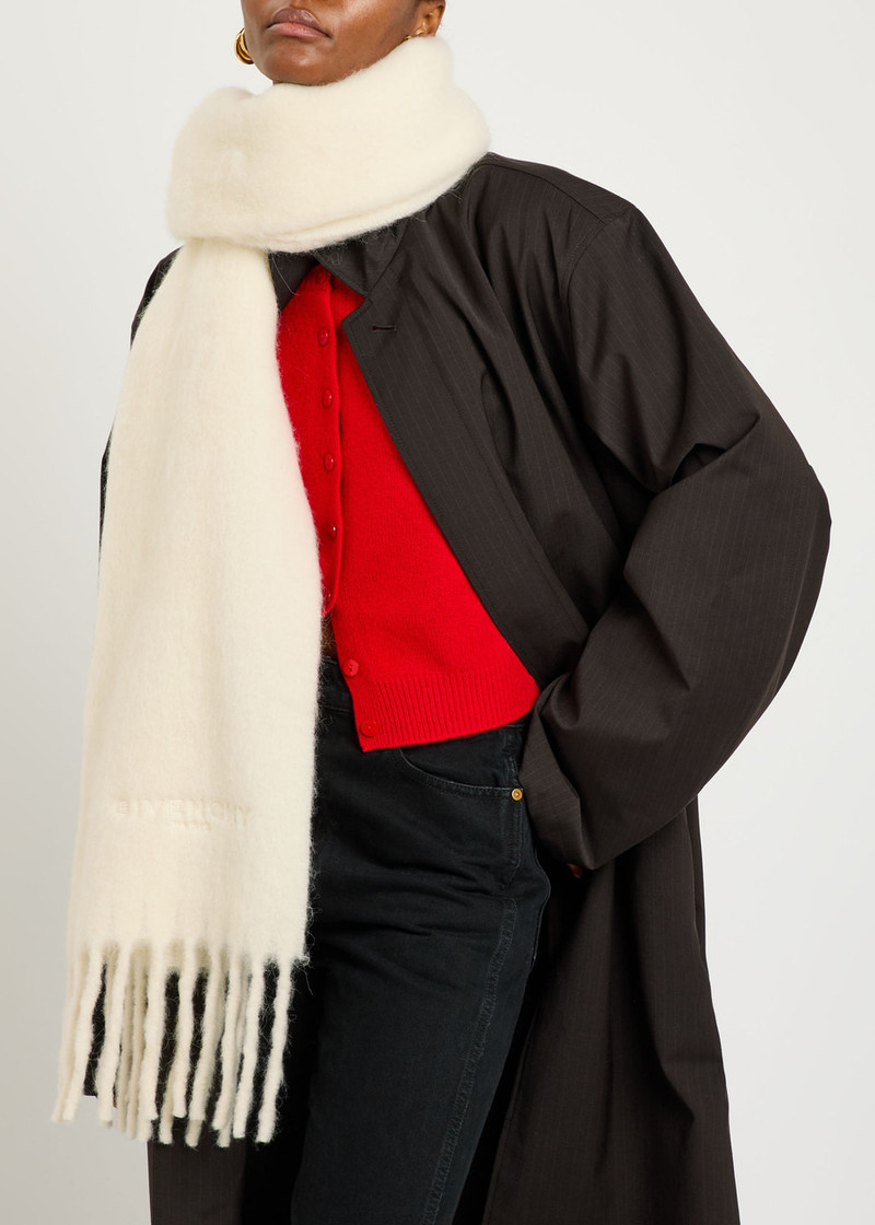 Givenchy Givenchy Logo-embroidered Fringed Alpaca-blend Scarf outlook