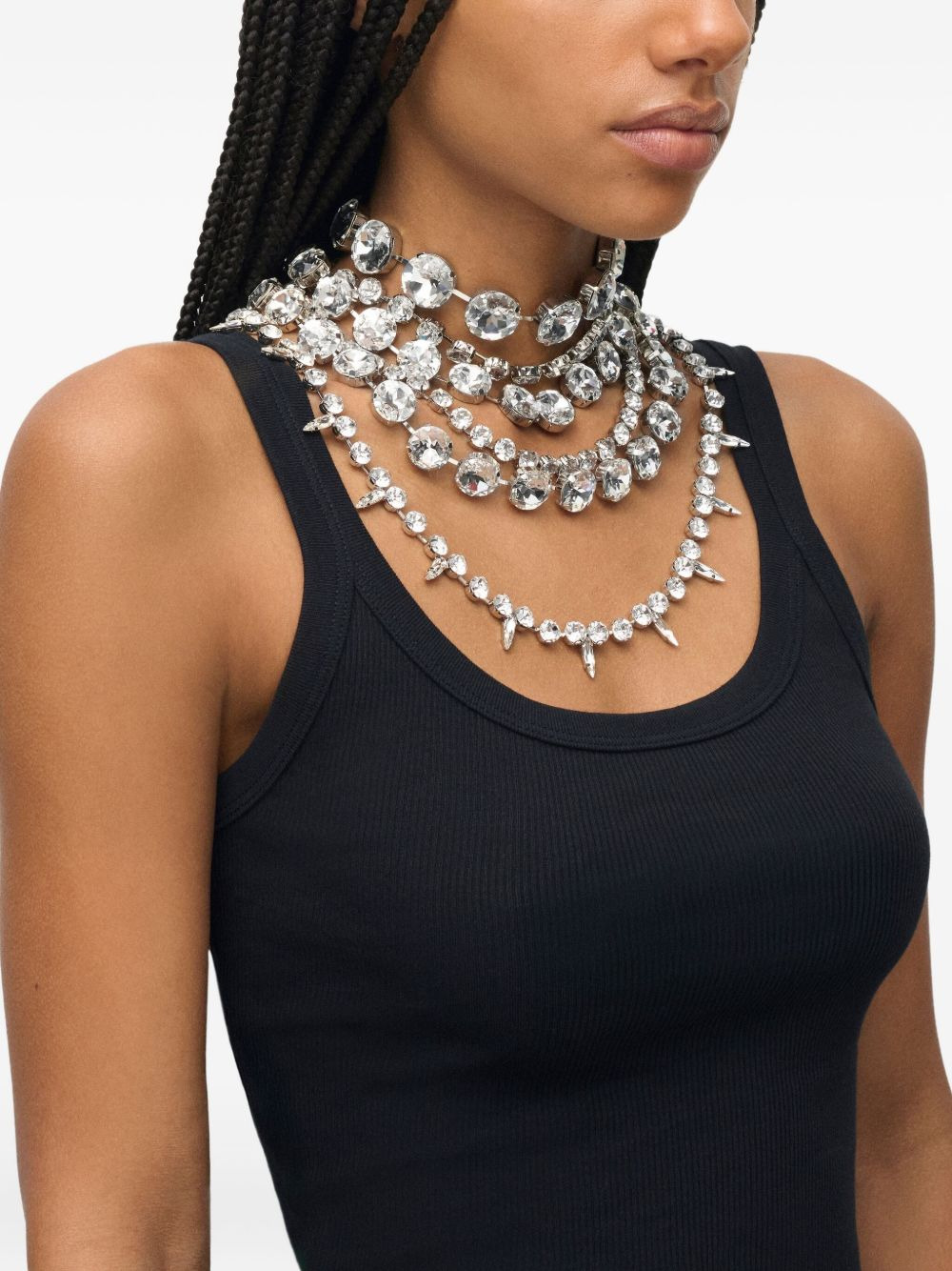 crystal multi-layer choker necklace - 2