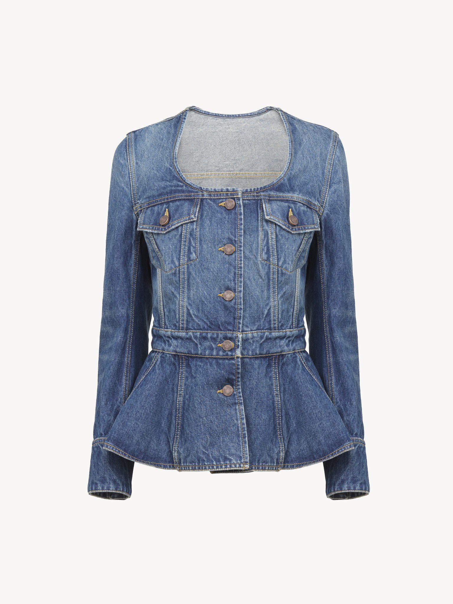 PEPLUM RIDING JACKET IN DENIM - 2