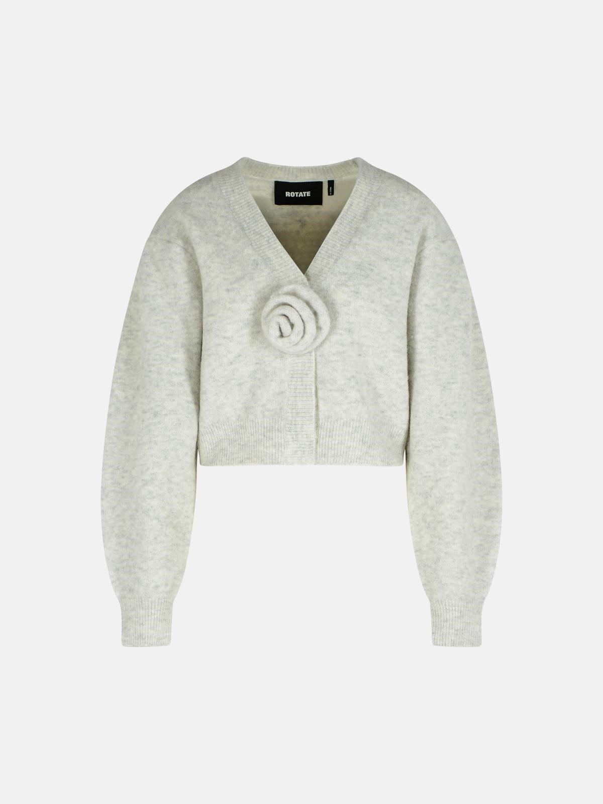 LIGHT GREY ALPACA BLEND CARDIGAN - 1