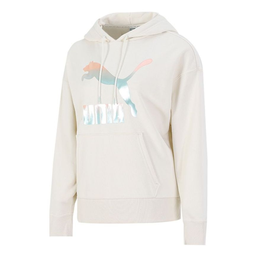 (WMNS) PUMA Classics Logo Hoodie 'Beige Pink Blue' 531385-88 - 1