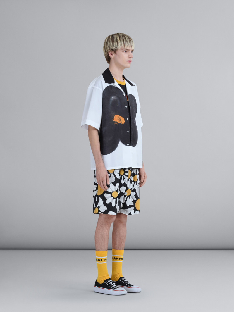 BLACK DAISY PRINT BIO POPLIN BOWLING SHIRT 5