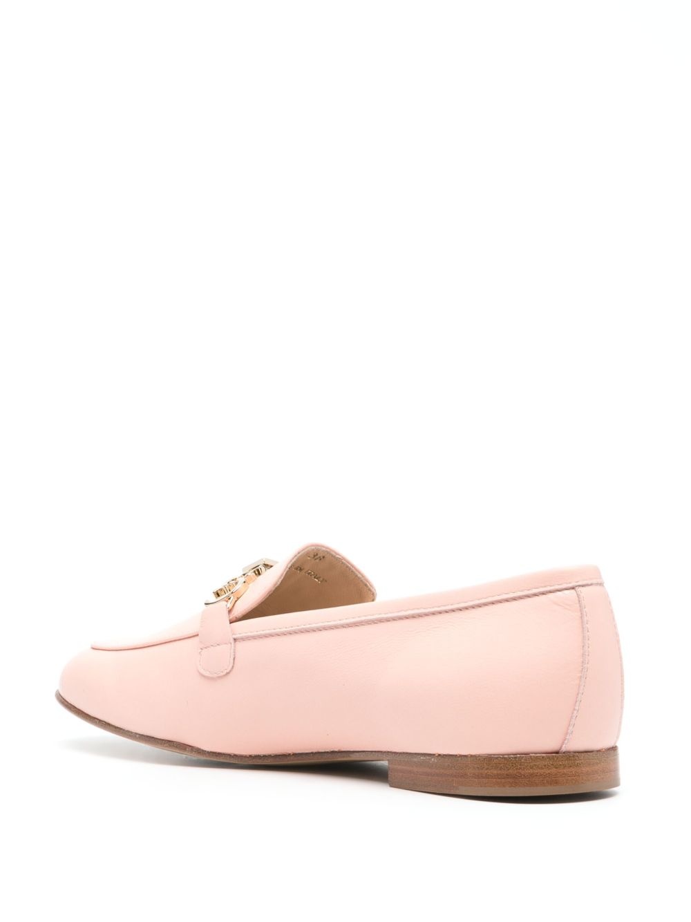 logo plaque leather loafers - 3