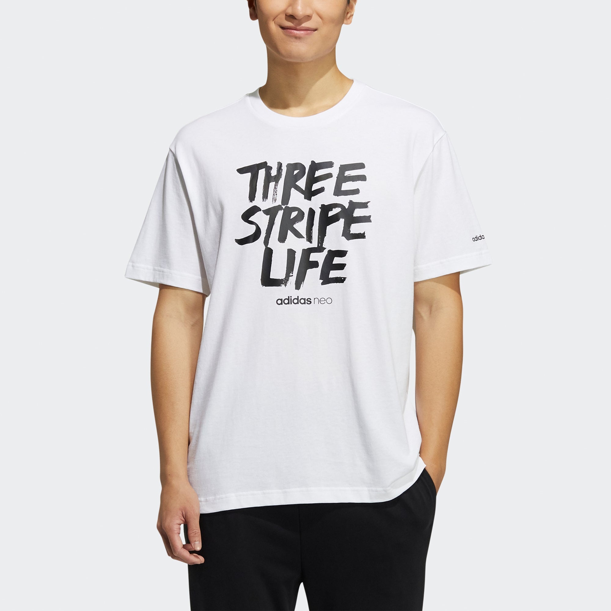 adidas neo M Logo Tee 1 Letter Printing Sports Male White HC3830 - 2