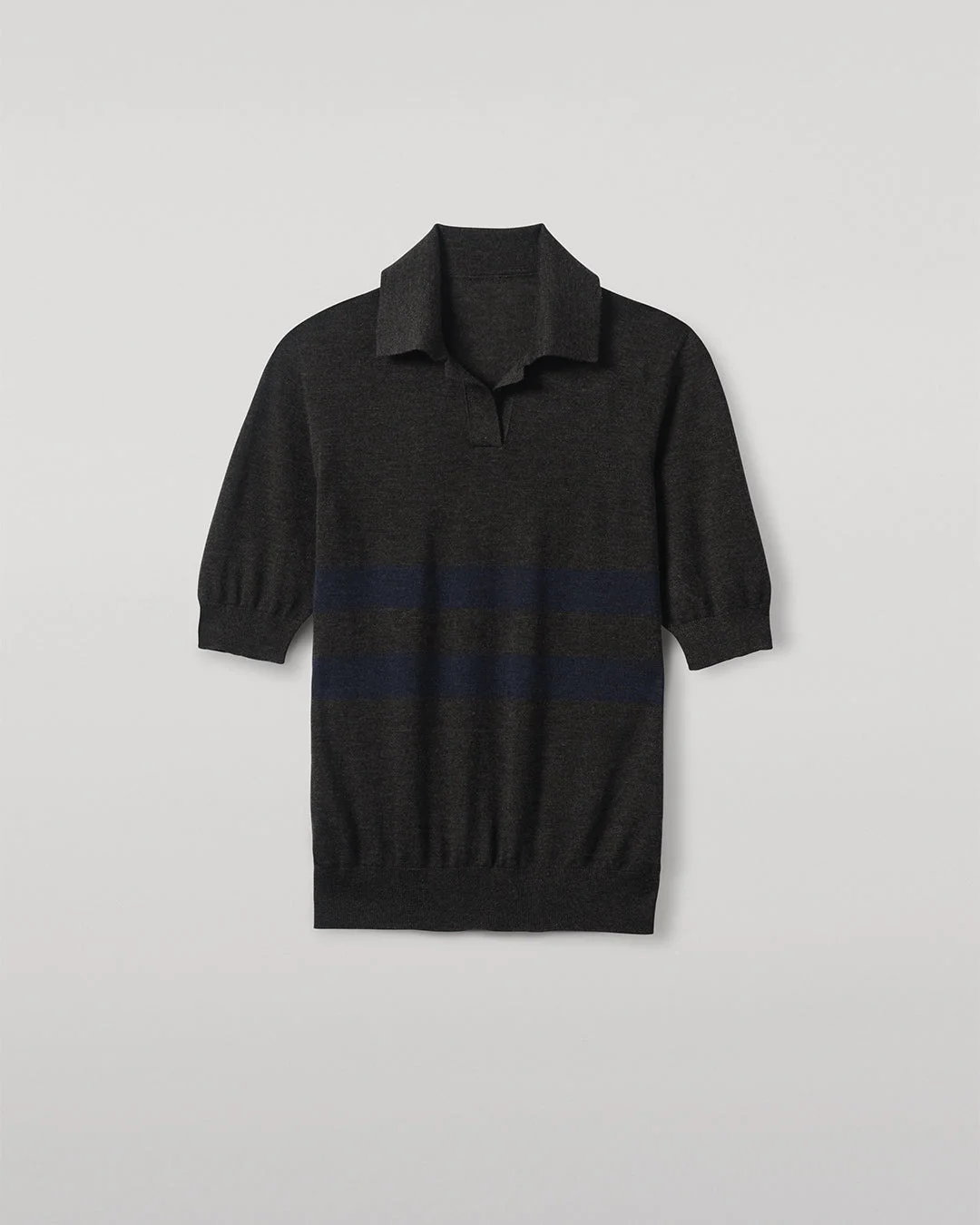 Coira Dark Grey & Navy Superfine Cashmere Polo Shirt - 1