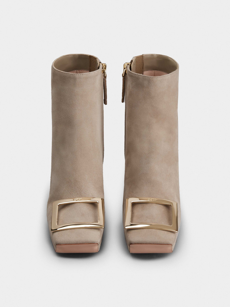 Viv' Square Metal Buckle Platform Ankle Boots in Suede 7