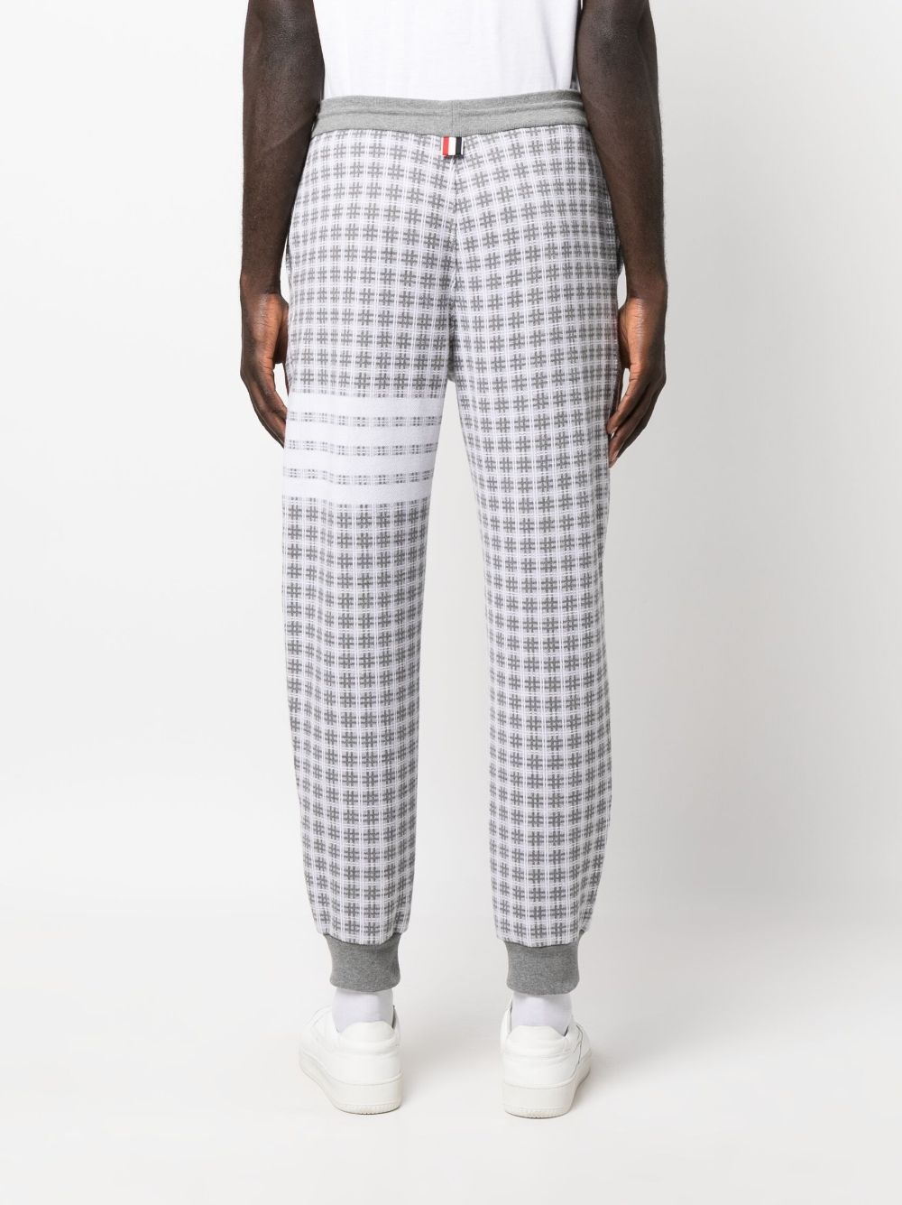 checked jacquard track pants - 4