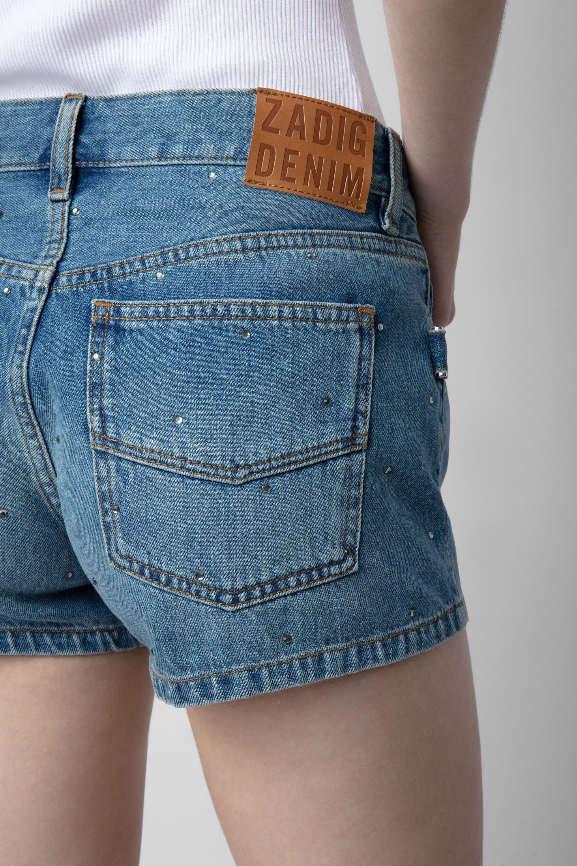 Sima Denim Diamanté Shorts - 2