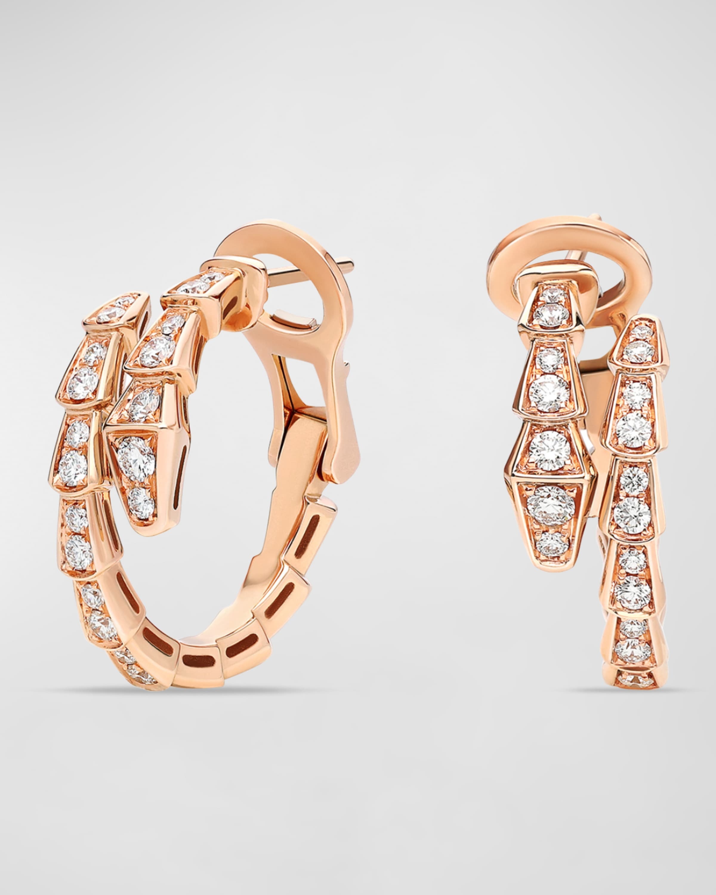 Serpenti Viper 18K Rose Gold Diamond Earrings - 1