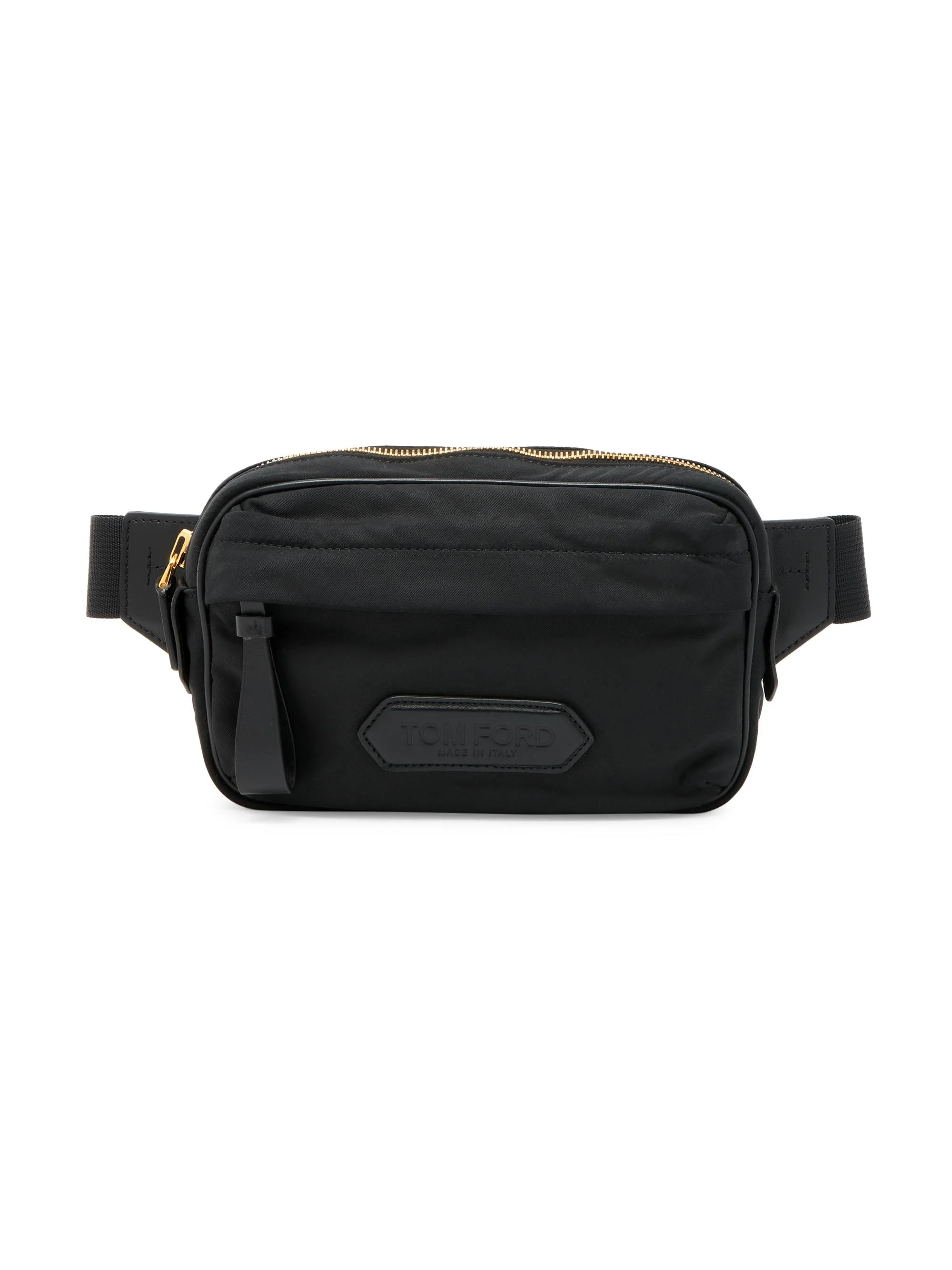 Men's Nylon & Leather Belt Bag - Black - 1