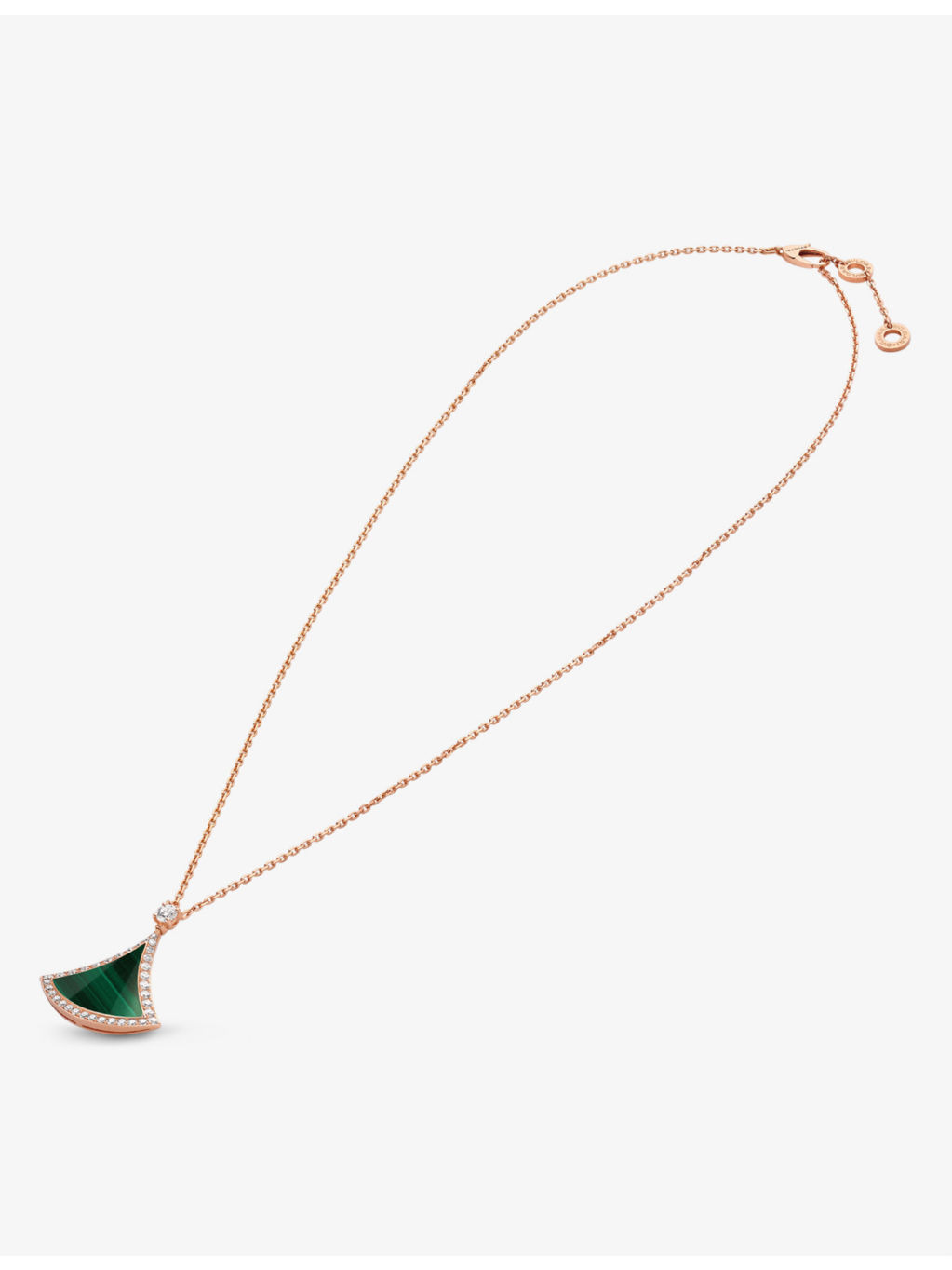 Divas' Dream 18ct rose-gold, 0.5ct brilliant-cut diamond and malachite pendant necklace - 2