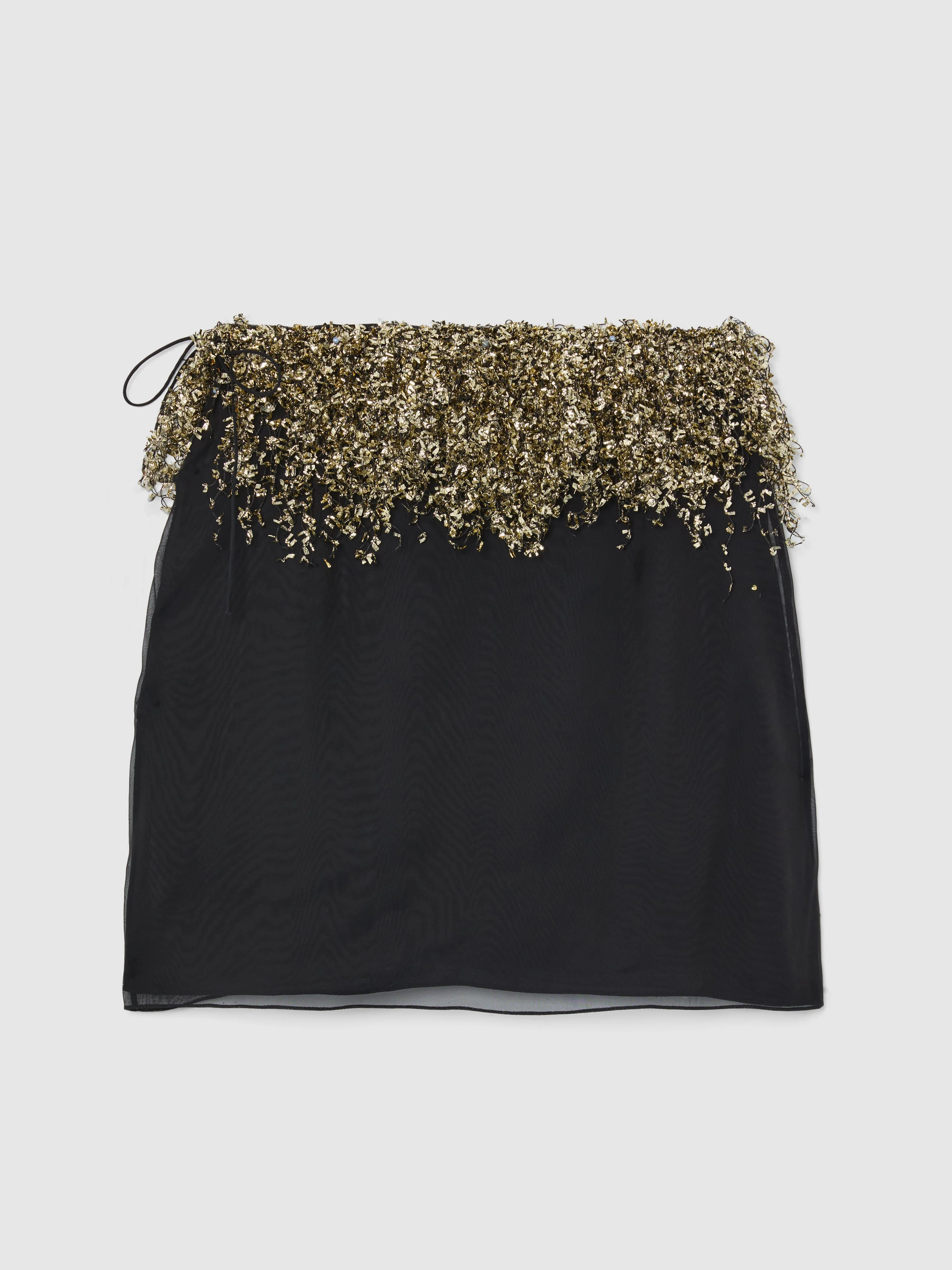 SILK SKIRT IN BLACK AND GOLD FRINGE - 1