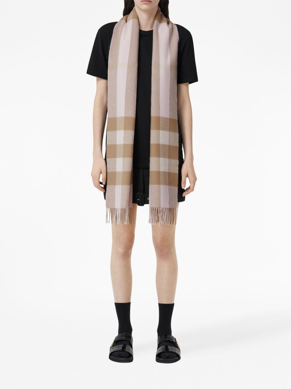 check pattern cashmere scarf - 7