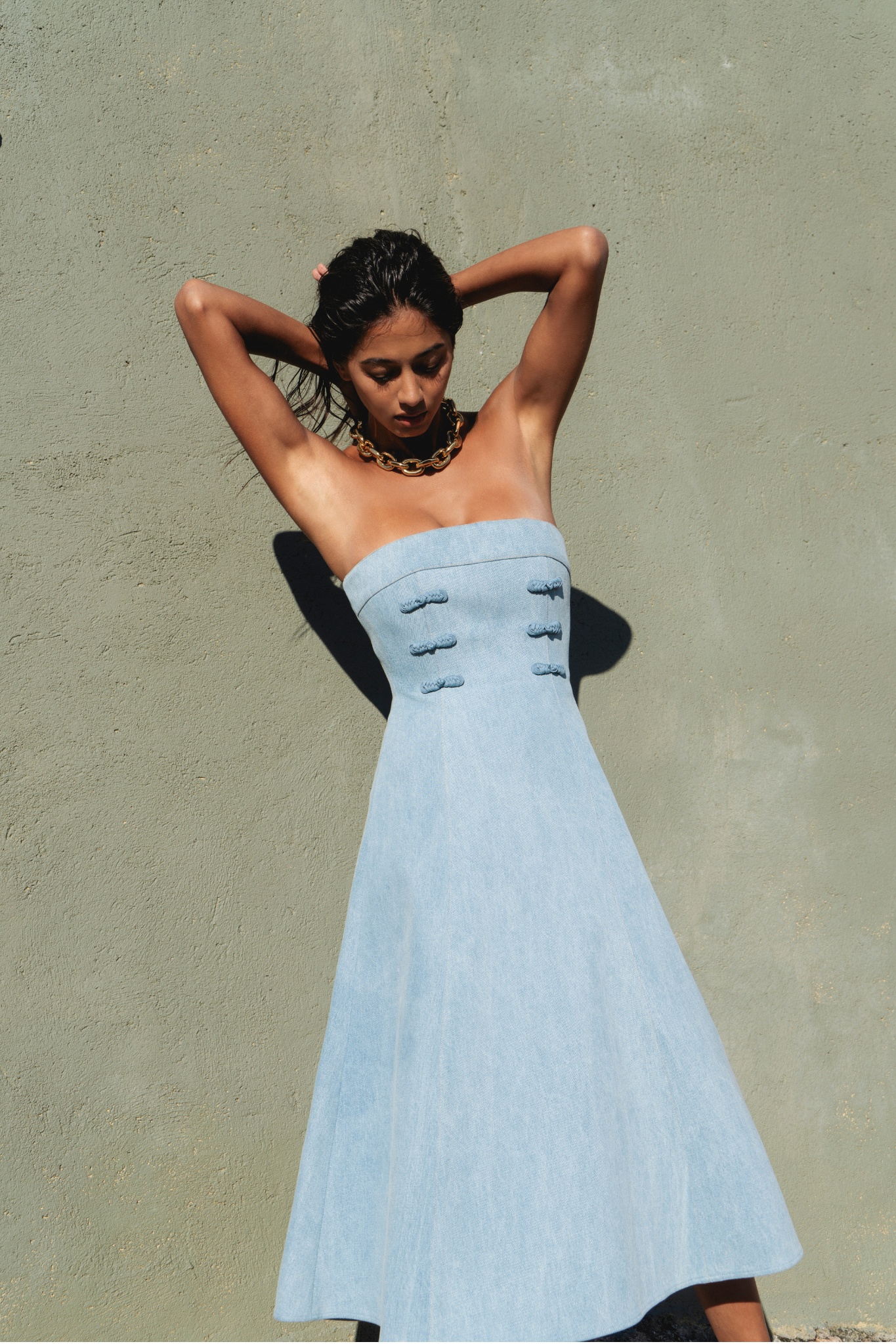TWYLA DENIM MIDI DRESS - 2