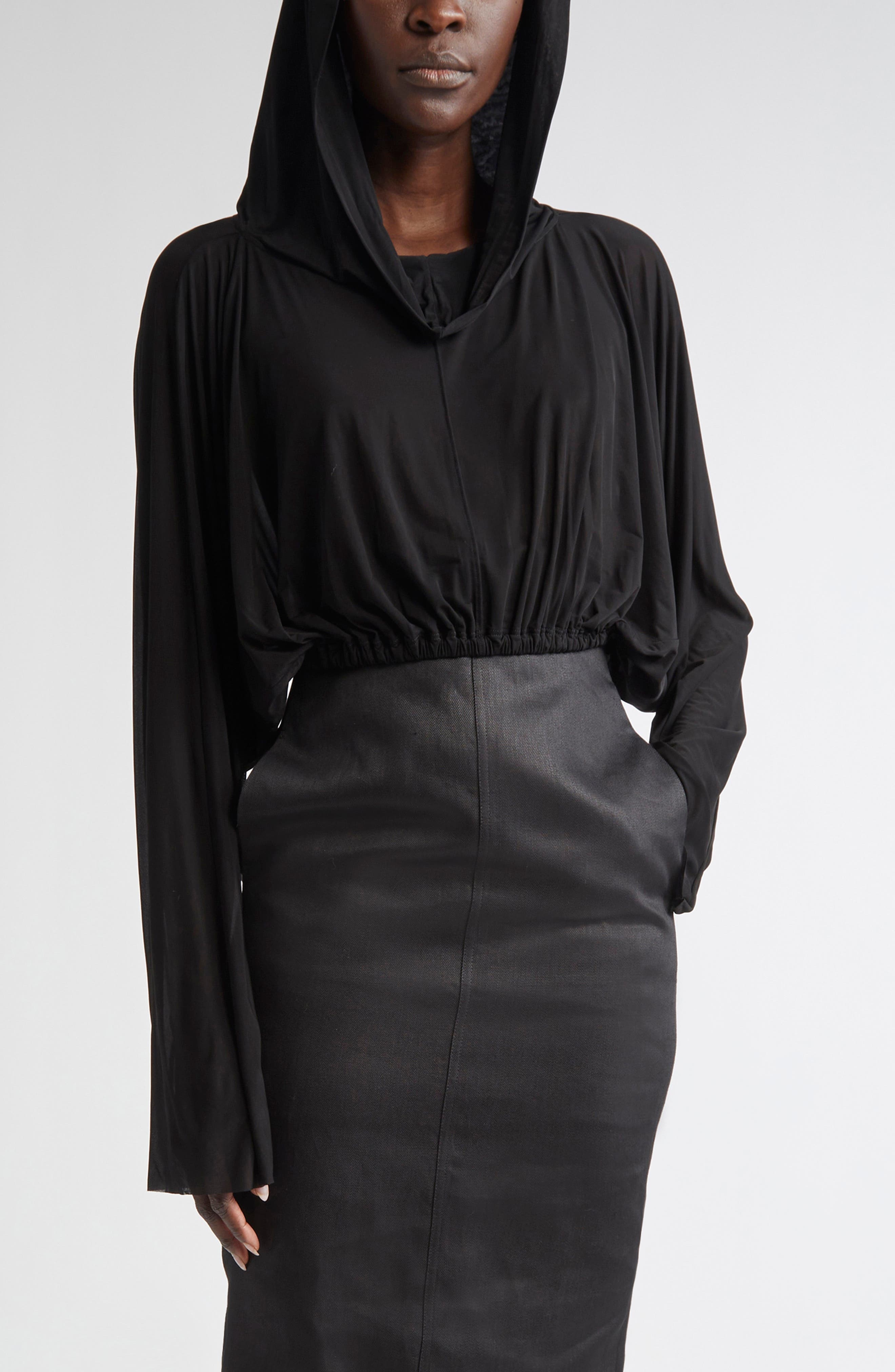 Rick Owens Crop Hoodie in Black at Nordstrom - 1