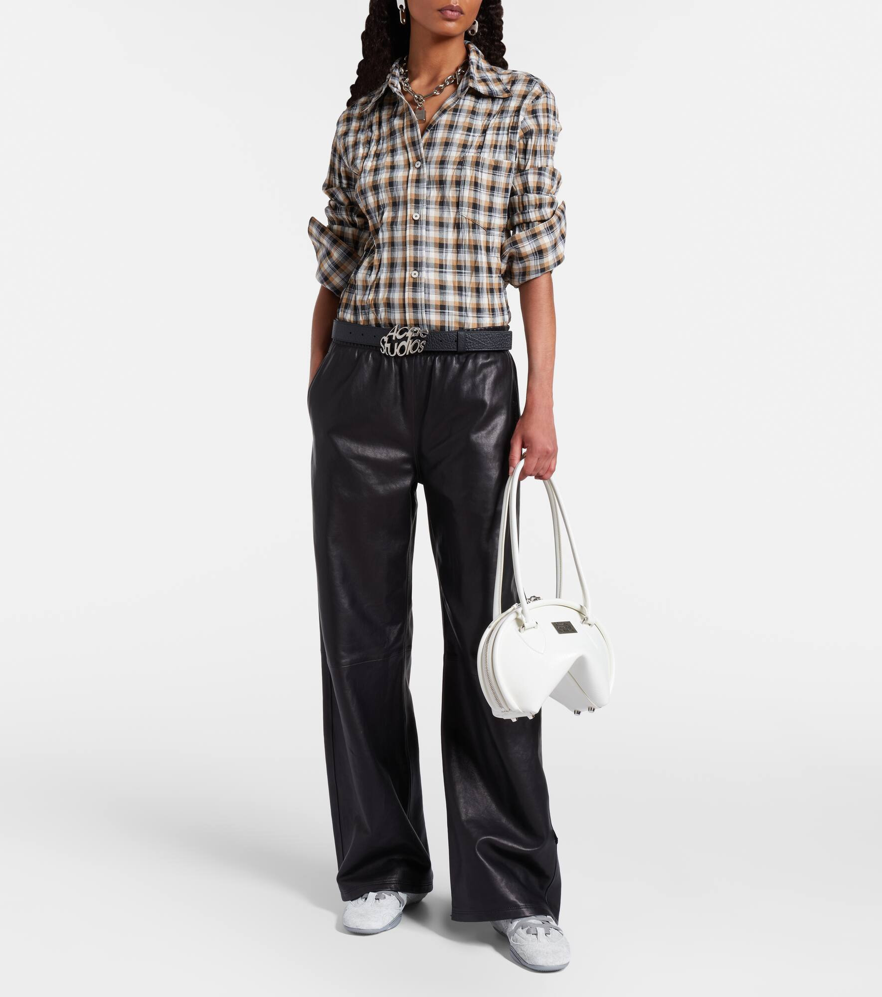Leather wide-leg pants - 2