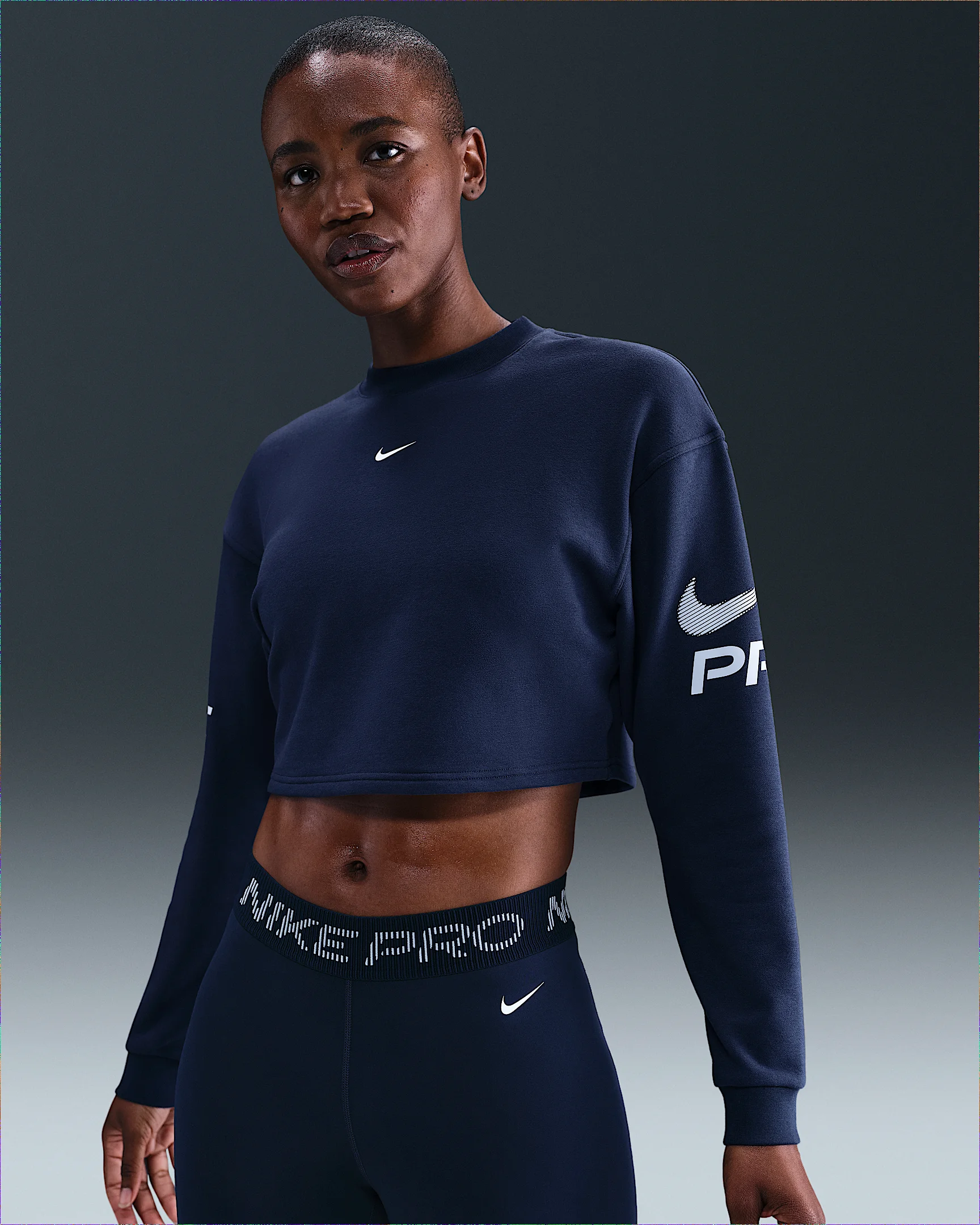 Nike Pro Women's Dri-FIT Loose Crew-Neck French Terry Sweatshirt - 1