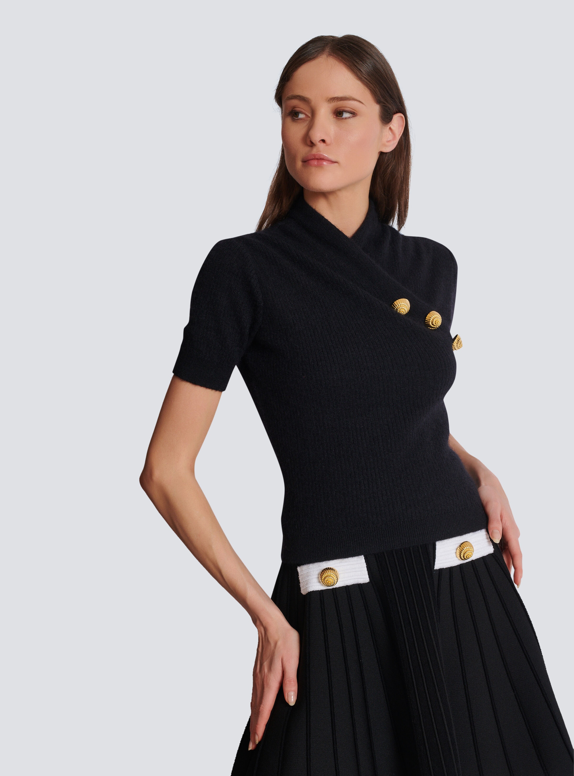 Mohair wrap top with buttons - 6