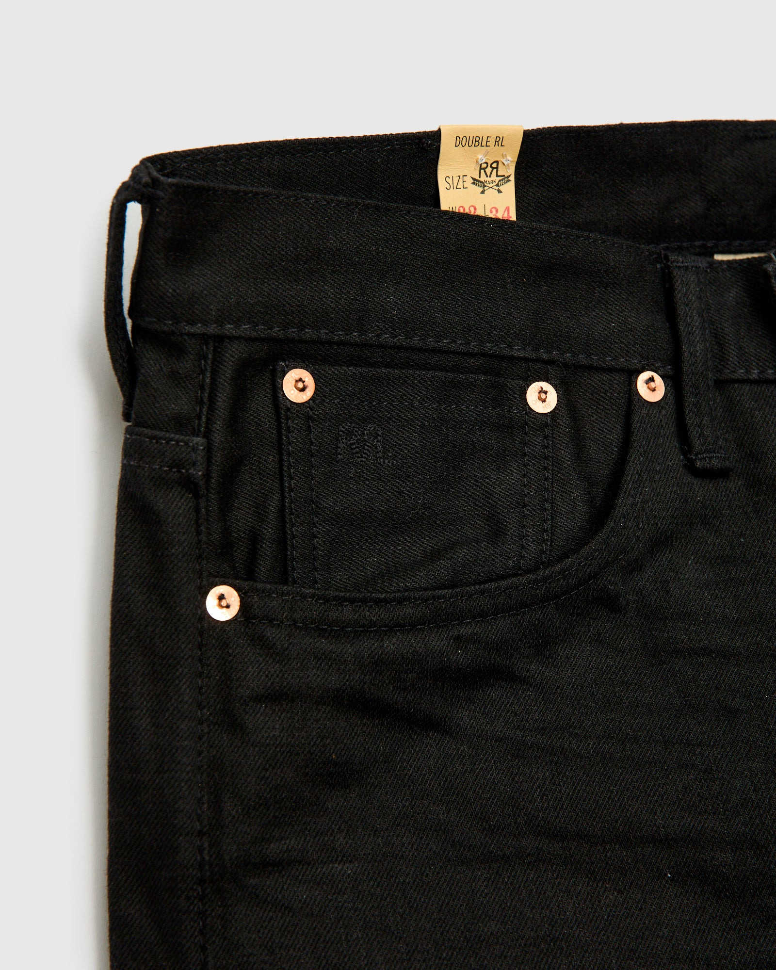 14oz Rinsed Black Selvedge Denim - Full Straight Fit - 8