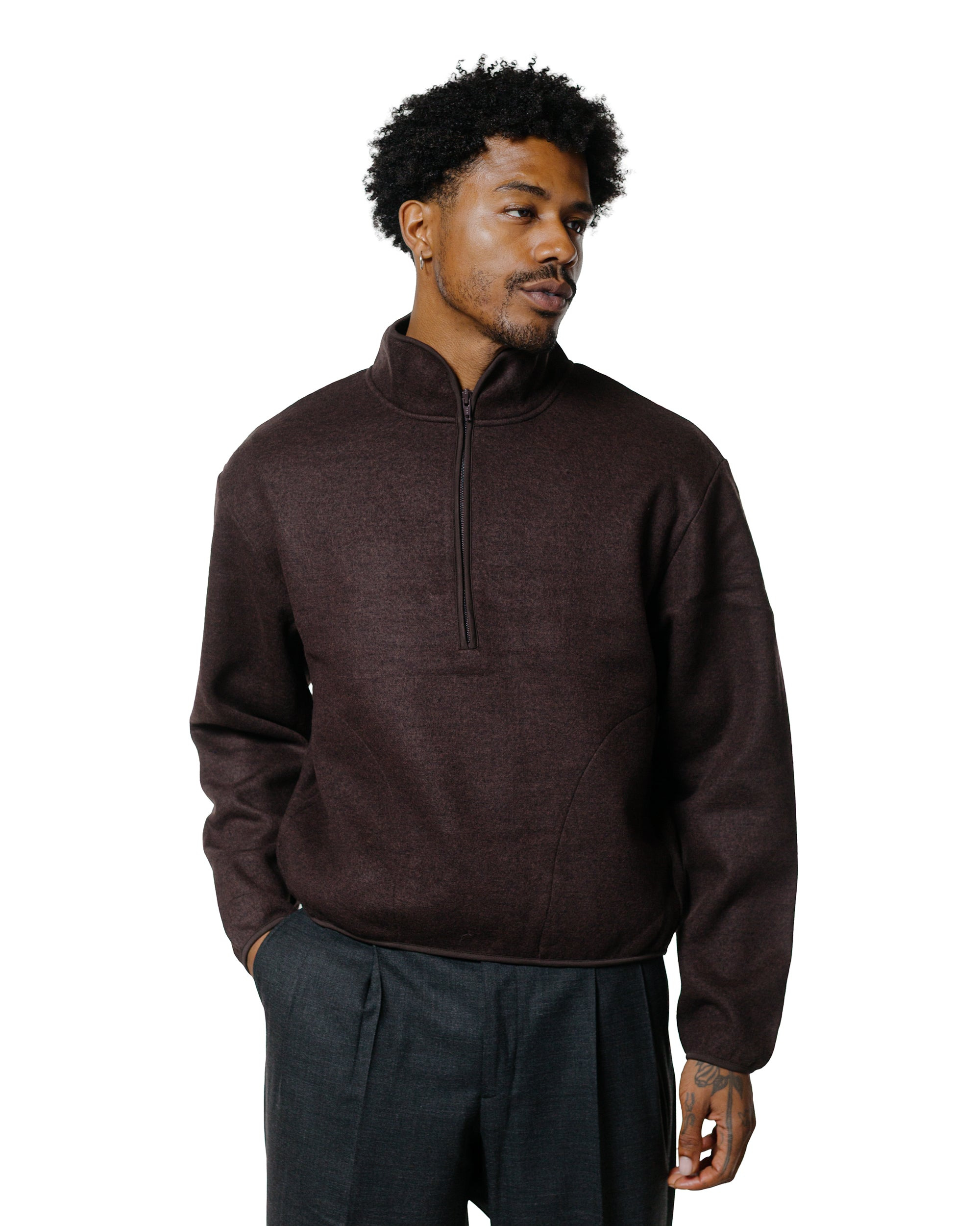 Wool Half Zip Brown - 2
