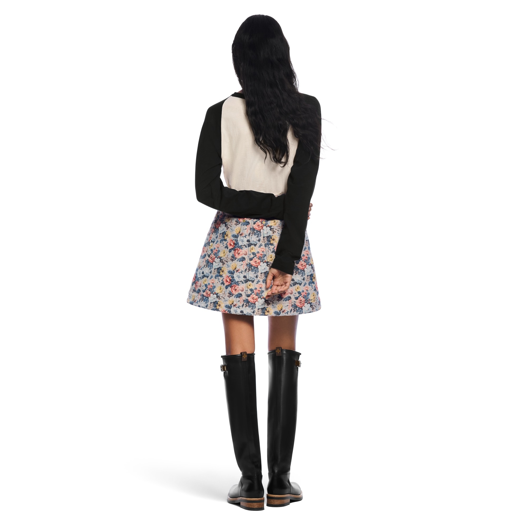 Floral Jacquard A-Line Skirt - 5