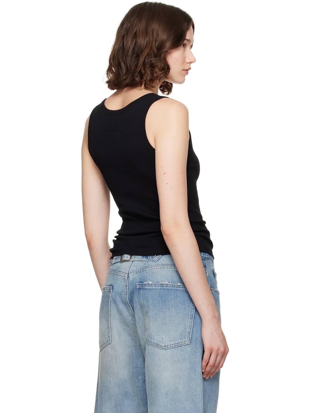 Black Safety Pin Ribbed Tank Top - 3