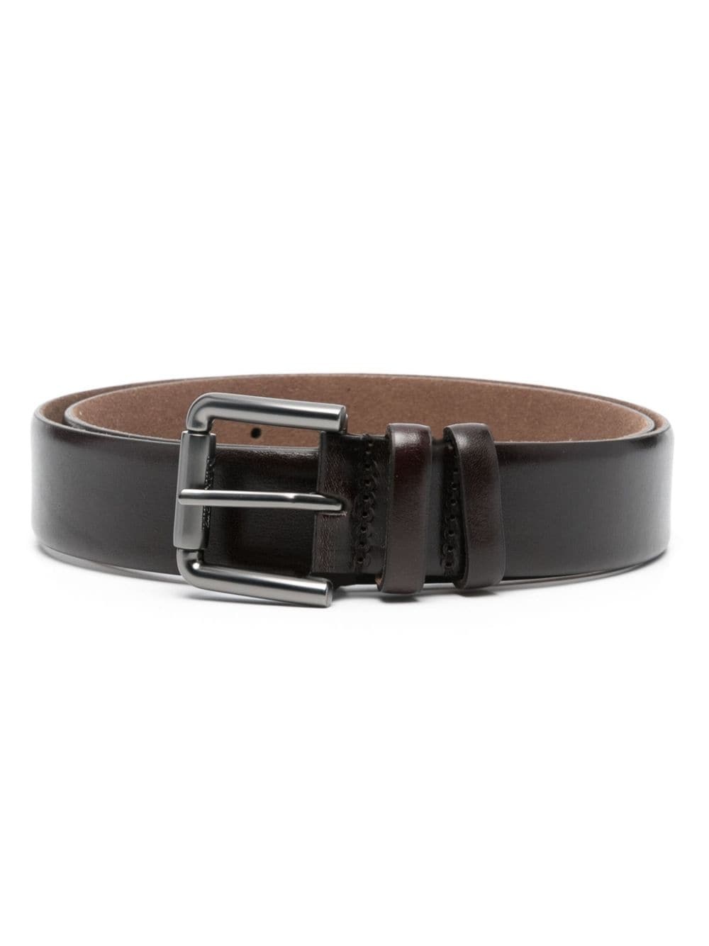 grained leather belt - 1