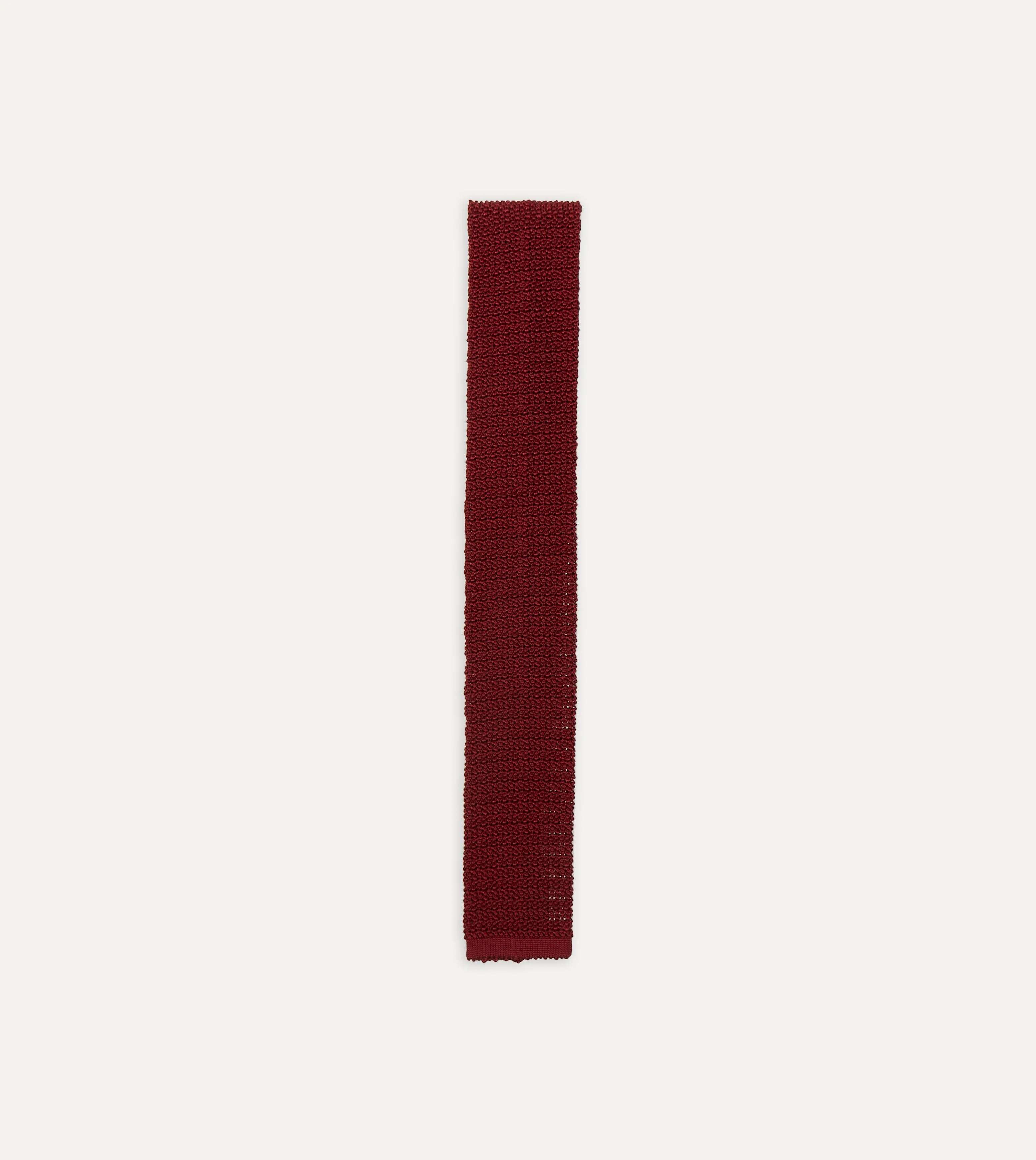 Light Wine Knitted Silk Solid Colour Tie - 1