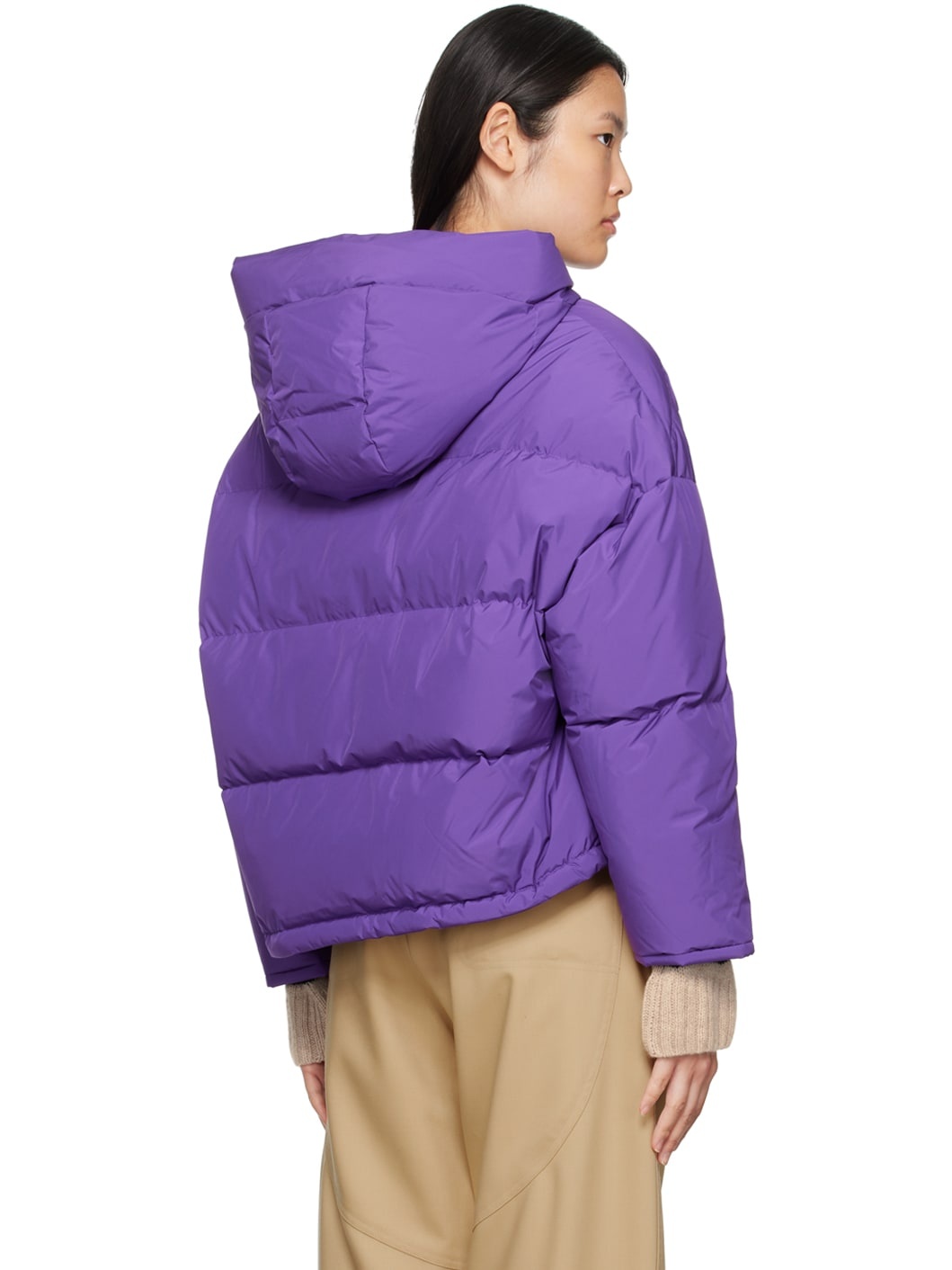 Purple Hooded Reversible Down Jacket - 3