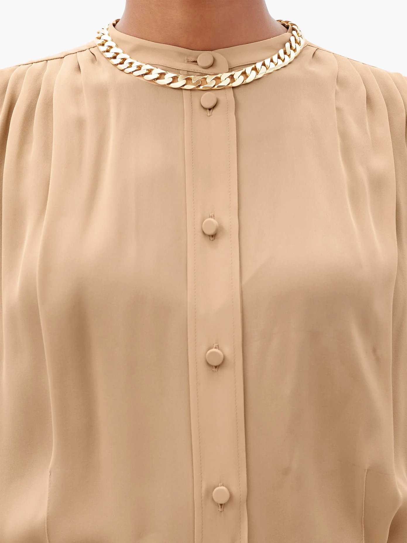 Denny balloon-sleeve pleated silk-georgette blouse - 4