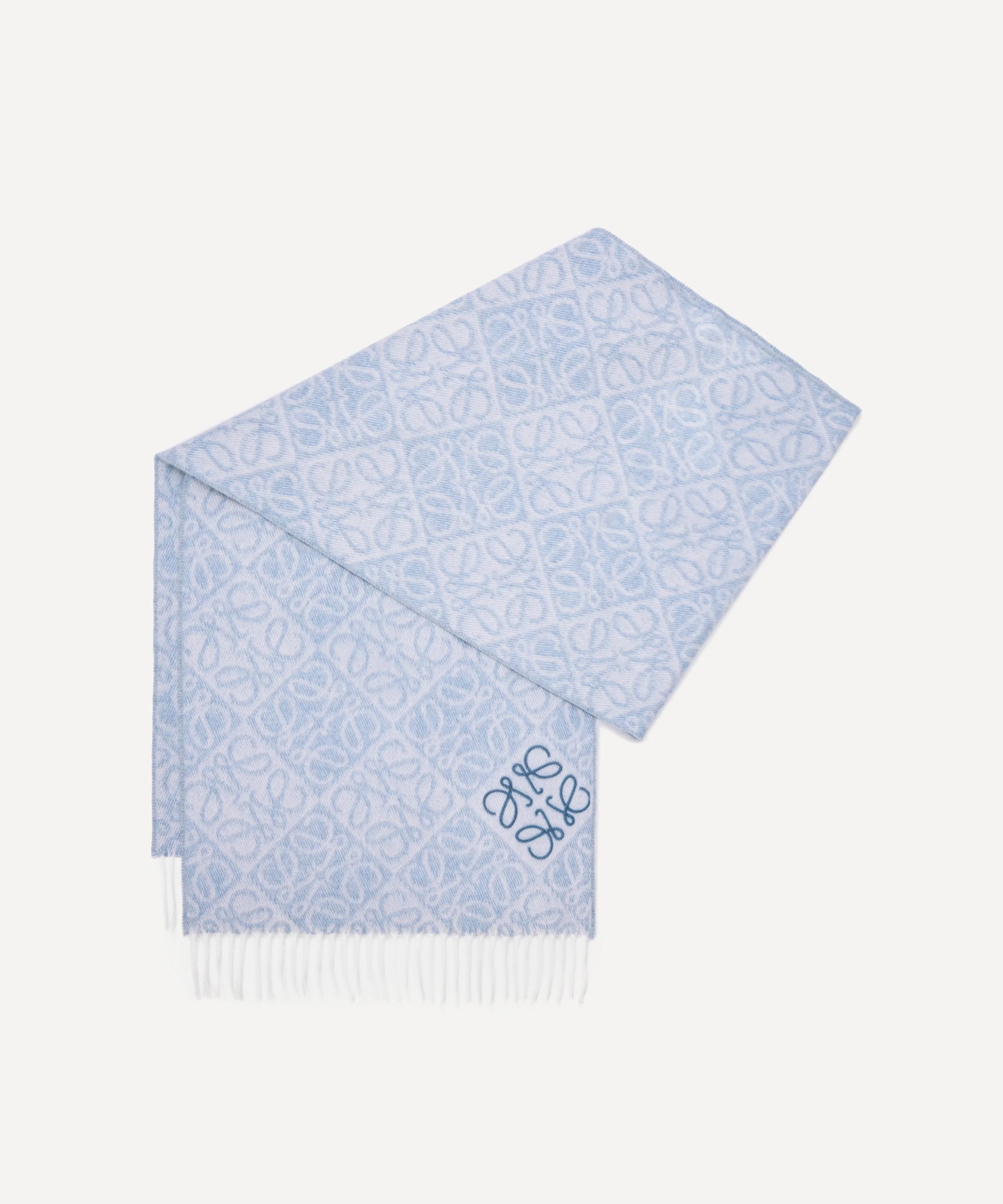 Light Blue Anagram Wool-Blend Scarf - 1
