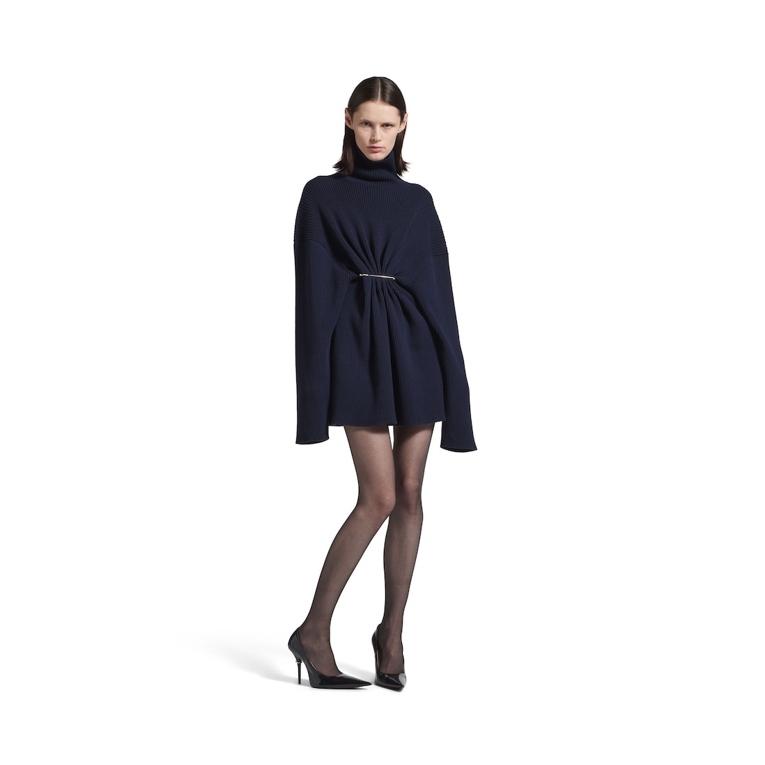 Women's Pinched Mini Dress in Navy - 2