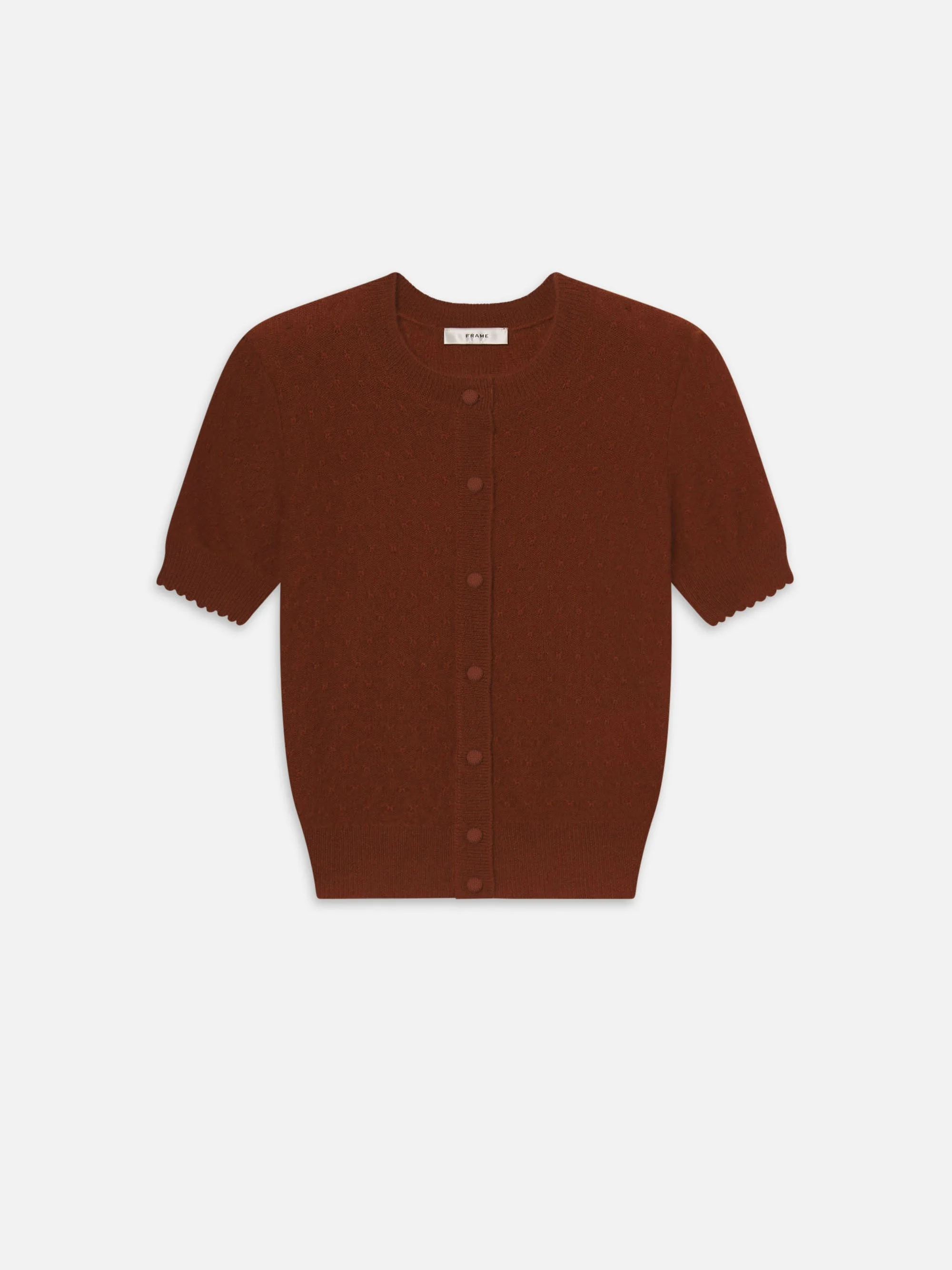 The Cashmere Pointelle Cardi in Chestnut - 1