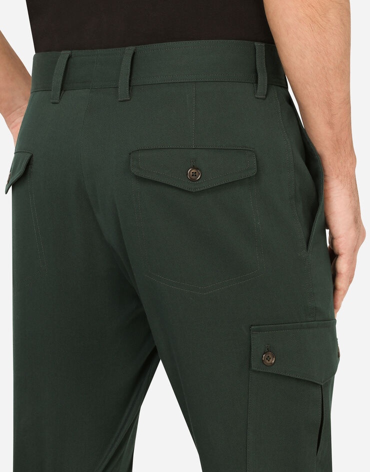 Stretch cotton cargo pants with patch embellishment - 5