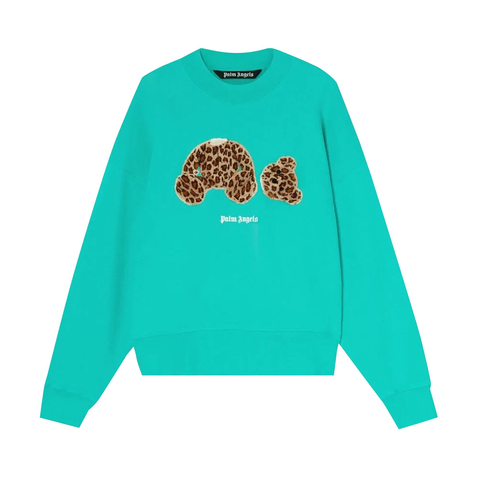 Palm Angels PA Leopard Bear Crewneck 'Forest Green/Brown' - 1