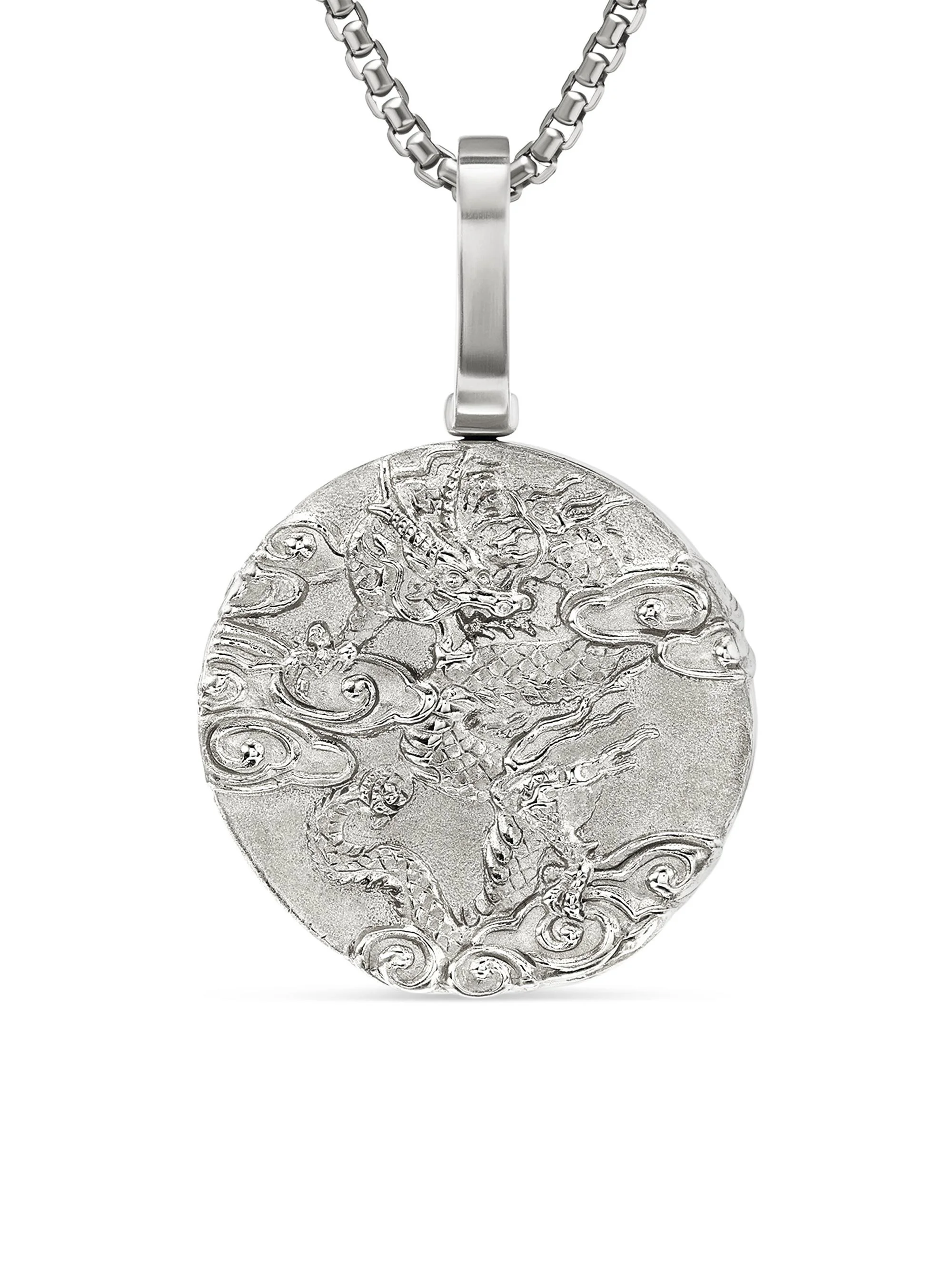 Men's Dragon Amulet in Sterling Silver - Silver - 1
