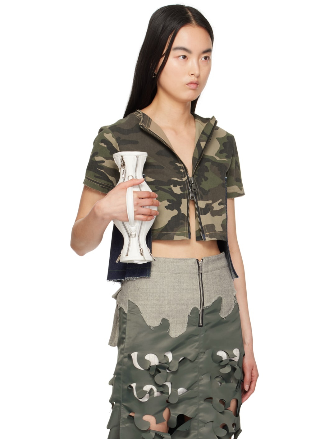 Khaki & Indigo Camouflage Denim T-Shirt - 2