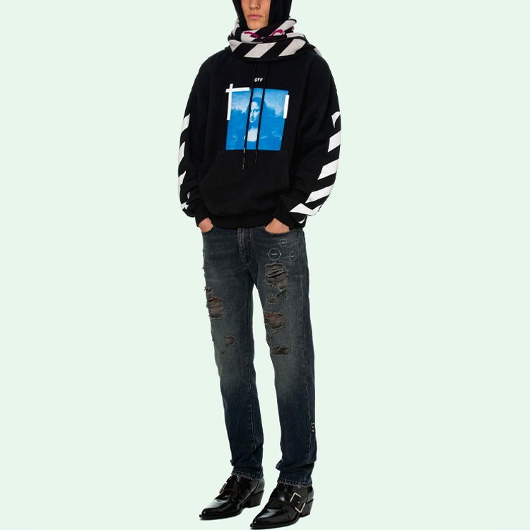 Off-White Blue Monalisa Over Hood 'Black' OMBB037R21FLE0011001 - 8