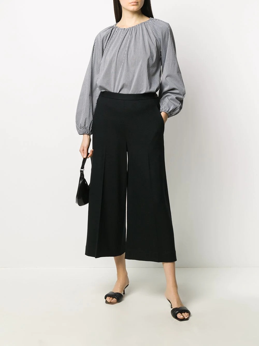 cropped wide leg trousers - 2