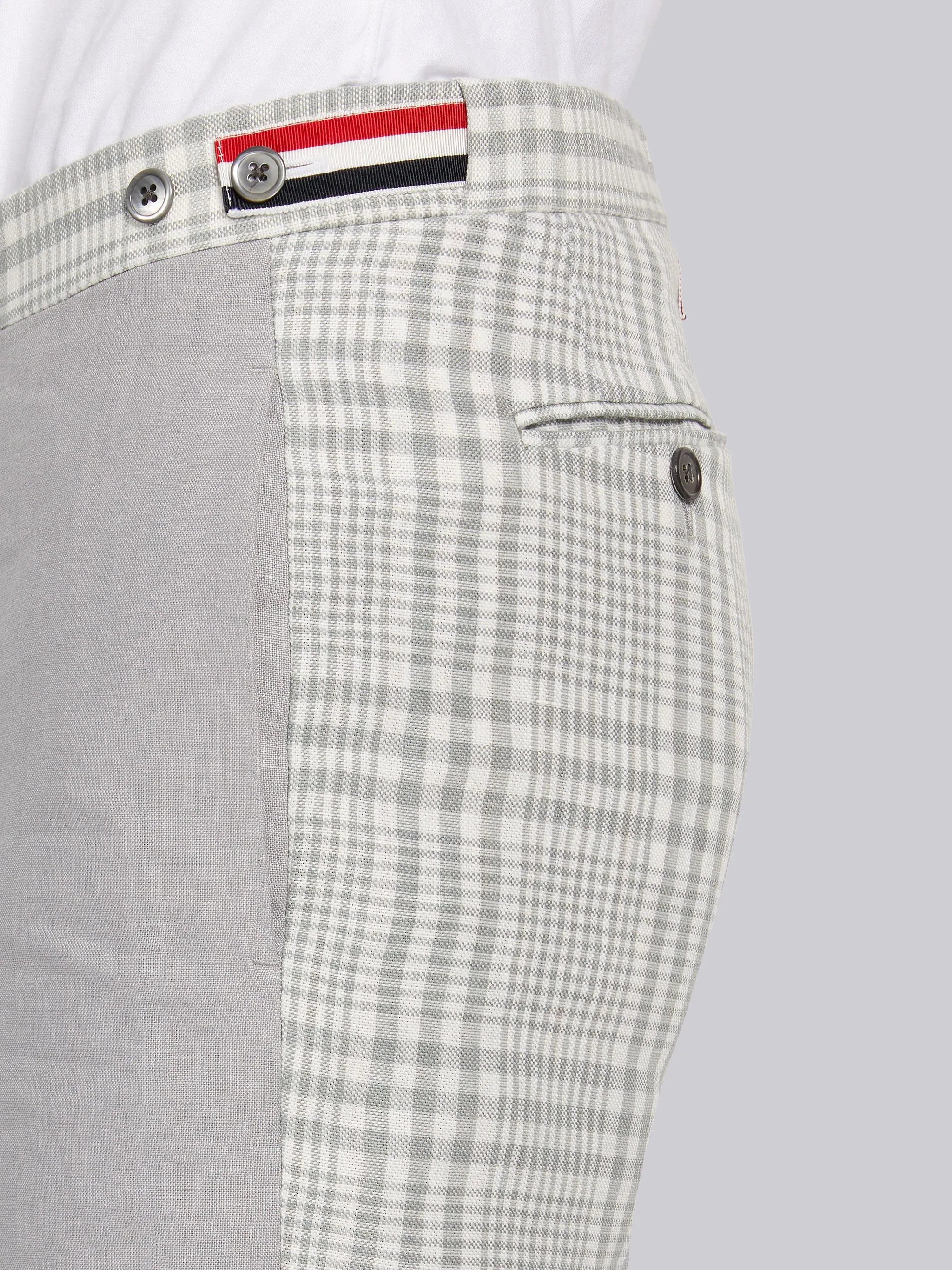 Light Grey Fun-Mix Crispy Linen Low Rise Skinny Side Tab Short - 5