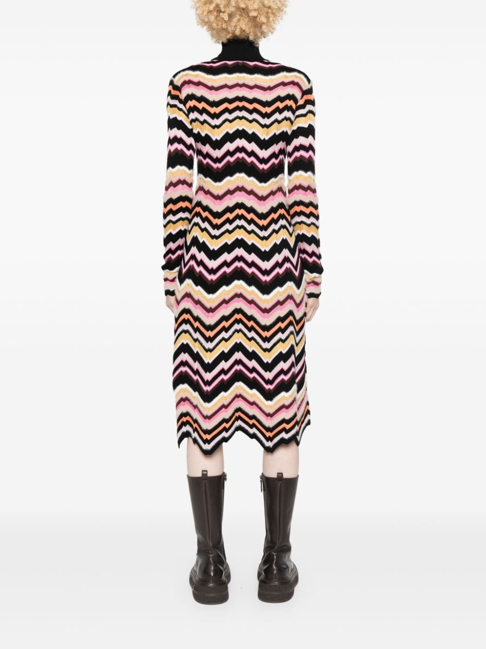 zigzag-detail midi dress - 4