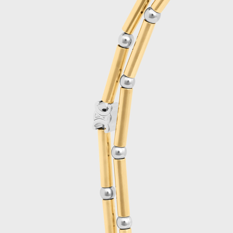 Celine Charms Long Necklace in Brass with Gold and Rhodium Finish 6