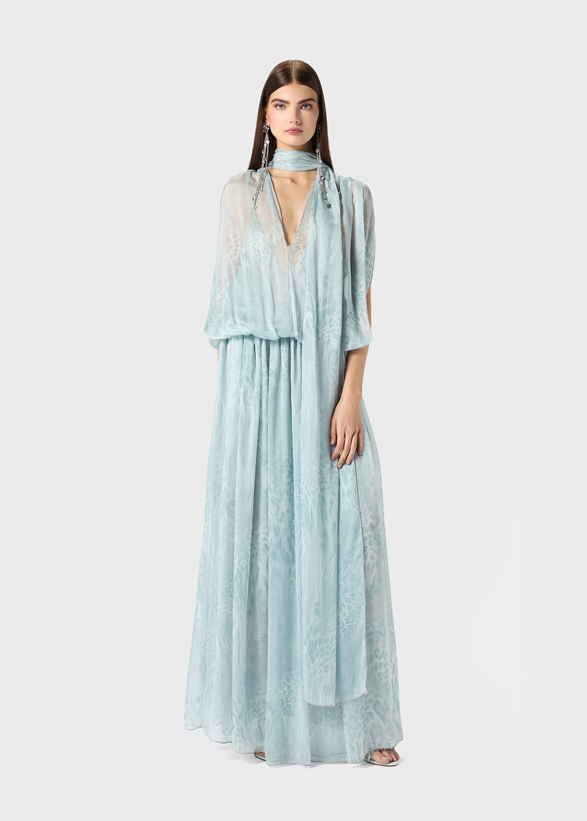PRINTED CHIFFON LONG DRESS - 2