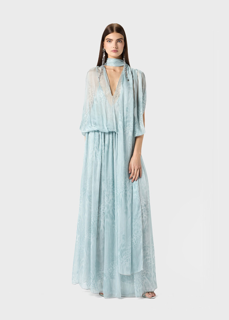 Blumarine PRINTED CHIFFON LONG DRESS outlook