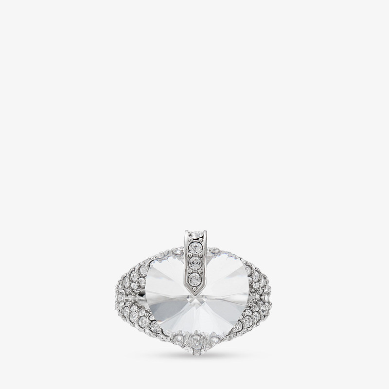 Heart Double Ring Silver-Finish Heart Double Ring with Crystals 1