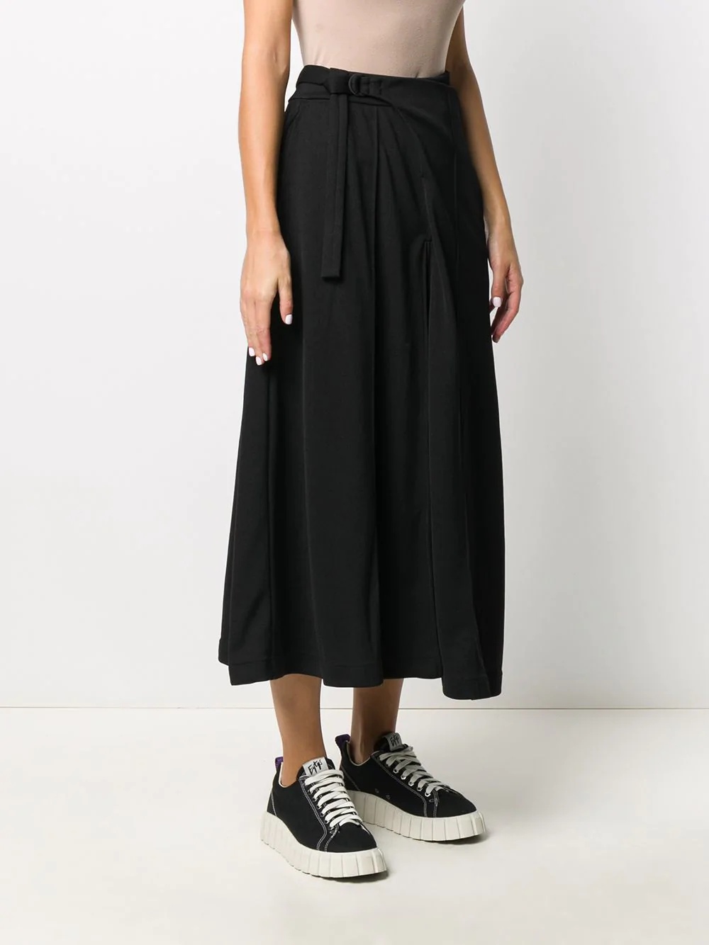 buckled belt midi skirt - 3